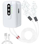 GuDoQi Rechargeable Aquarium Air Pump, Dual Outlet Fish Aerator, 2W Quiet Adjustable Aquarium Bub...