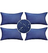Demetex Outdoor Lumbar Throw Pillow Covers 12x20 Set of 4 Decorative Waterproof Throw Pillows for...