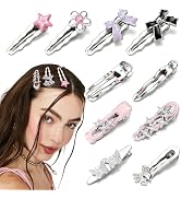 10 PCS Silver Hair Clips Metal Alligator Clips for Hair Styling Star Bow Butterfly Flower 2000s D...