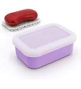 OZNER Leak Proof Travel Soap Container (Purple) - Silicone Soap Case with Drainage Pad, Compact S...