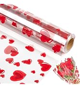 Jutieuo Heart Clear Cellophane Wrap Roll | 100’Ft. Long X 34”In. Extra Wide | 2.5 Mil Thick Cryst...