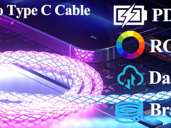 USB C to Type C RGB charging cable