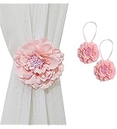 CHICTIE 2 Piece Large Cloth Flower Magnetic Curtain Tieback Wedding Decorative Holdbacks Rope Ame...