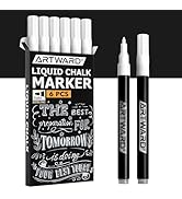 Liquid Chalk Marker - Pack of 6,All White,1mm Extra Fine Tips - Liquid Chalk Pens for Glass,Windo...