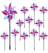winemana 12 Pcs Reflective Pinwheels Outdoor, Wind Spinners for Yard & Garden, Sparkly Bird Repel...