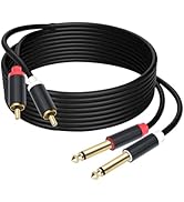 Menewstart Dual 1/4 TS to Dual RCA Stereo Audio Interconnect Cable 10FT, Gold Plated Copper Shell...
