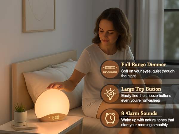 Digital Alarm Clock with Adjustable Display Brightness