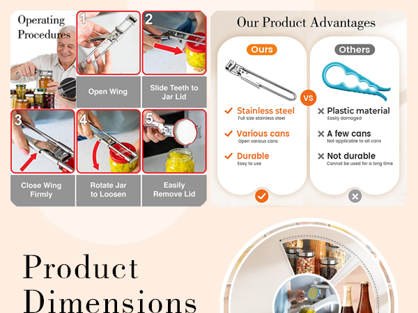 2PCS Adjustable Stainless Steel Jar Opener
