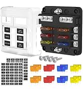 DaierTek 12V Fuse Block 6 Way with LED Indicator Light 12 Volt Fuse Box ATO/ATC Marine Fuse Panel...