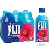 FIJI Natural Artesian Bottled Water 500 mL / 16.9 Fl Ounce (Pack of 6) - 100% Recycled Plastic