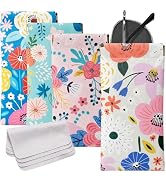 MZYOUHUO 4 Pcs Squeeze Top Sunglass Case with Cleaning Cloth, Soft Leather Eyeglass Case Portable...