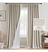 H.VERSAILTEX Pinch Pleated Full Blackout Curtains Linen Blended Chenille Blackout Curtains 96 inc...