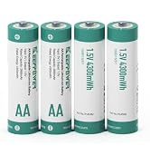 Keeppower Li-ion AA Rechargeable Batteries 1.5V 4300mWh Lithium Double A Battery (4 Pack)