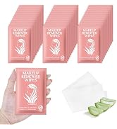 Makeup Remover Wipes Individually Wrapped Facial Cleansing Towelettes Bulk, Disposable Cleanser M...