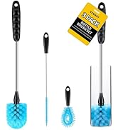3 Pack Water Bottle Brush Set,Fruit and Vegetable Cleaning Brushes,Long Handle 3-in-1 Stainless S...