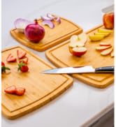 Organic Bamboo Cutting Board Set of 3 with Lifetime Replacements - Wood Cutting Board Set