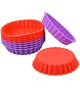 FUNBAKY Silicone Quiche Pan, Mini Pie Pan Non-stick Round Silicone Baking Molds 10 Packs