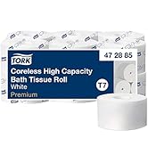 Tork Coreless High-Capacity Toilet Paper Roll White T7, Premium, 2-ply, 12 x 750 sheets, 472885