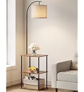 PARTPHONER Floor Lamp with Table, Night Stand with Lamp, Narrow Side Table with 3CCT LED Bulb, Sm...