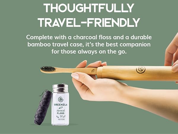Greenzla Natural Bamboo Toothbrushes, travel toothbrush set, travel kit, toothbrushes for adults