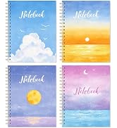 Ougesi 5x7 Spiral Notebook 4 Pack, Hardcover College Ruled Small Journal for Work, School & Offic...