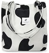 TELLUMO Fashion Corduroy Tote Bag Cow Print Bag Purses for Women Teen Girls with Inner Pocket