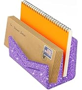 Beego Envelope and Mail Organizer Countertop - 2 Compartments Glitter Purple Acrylic Desk Organiz...