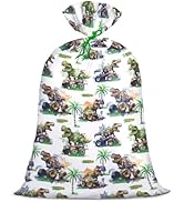 Loveinside Jumbo Large Plastic Gift Bag, Dinosaur with Tropical Monster Truck Design Design Plast...