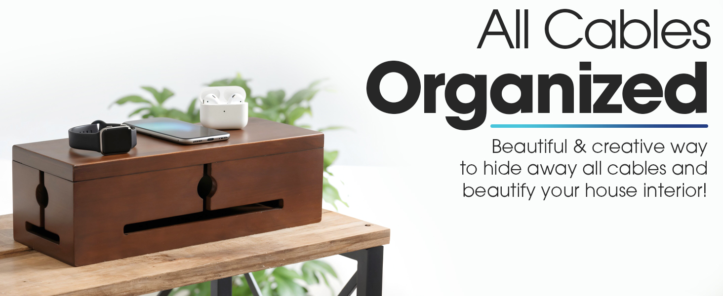 wood cable management box