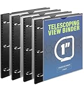 WOT I Telescoping 3 Ring Binder 1 Inch 4PCS, Flexible Binder with Expandable Spine+Customized Fro...