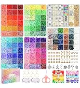 Paodey 20,000 Pcs Clay Beads Bracelet Making Kit, 120 Colors 6 Boxes Polymer Beads Spacer Heishi ...