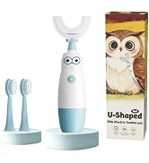 Hikid Kids Electric Toothbrush,360-Degree Sonic Vibration, IPX7 Waterproof,Toddler U Shaped Tooth...