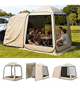 SUV Tailgate Tent VEVOR, 6 x 6 ft Pop-Up Screen House Canopy for 4–6 Person, Portable Screened Sh...