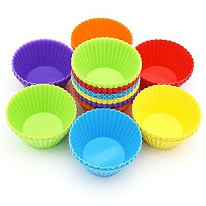 he Silicone Kitchen Reusable Silicone Baking Cups - Non-Toxic, BPA Free, Dishwasher Safe