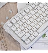 White Pudding Keycaps, Cute Silicone Keycaps for Long Nail, Custom Shine Through Keyboard Cap, 11...