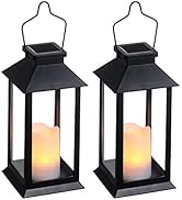 Tomshine 2 Pack Solar Lanterns, Outdoor Garden Hanging Lanterns, 11.8 Inch LED Flickering Flamele...