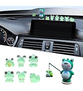 yorpyep 7 PCS Luminous Frog Car Dashboard Decoration, Fun Mini Center Console Ornaments, Self-adh...