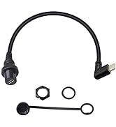 30cm USB Type C 2.0 Right Angle Male to Female Car Flush Mount Dash Waterproof Extension Cable fo...