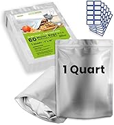 60pcs 1 Quart Mylar Bags for Food Storage - ExtraThick 10 Mil - Smell Proof Mylar bags 1 Quart - ...