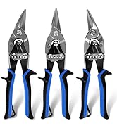 COMOWARE 3 Pack Aviation Tin Snips, 10 Inch Tin Snips for Cutting Sheet Metal, Cr-V Steel, Compou...