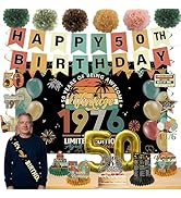 Vintage 50th Birthday Decorations for Women Men Back in 1976 Party Decor Banner Hanging Swirls Re...