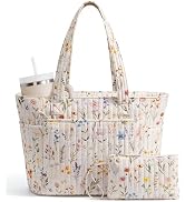 Bagstellar Puffer Tote Bag for Women, Quilted Cotton Laptop Work Tote Shoulder Bag for College Sc...