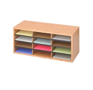 wood organizer, literature organizer, corrugated literature organizer, wood corrugated literature