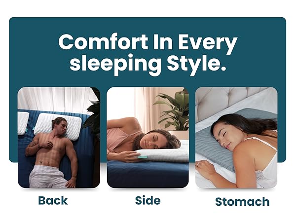 Pillow Side sleeper stomach belly thin profile memory foam cooling ergonomic hypoallergenic pain