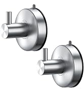 DGYB Suction Cup Hooks for Shower Set of 2 Brushed Nickel Towel Hooks for Bathrooms SUS 304 Stain...