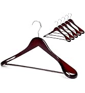 TOPIA HANGER Set of 6 Luxury Mahogany Wooden Coat Hangers, Premium Wood Suit Hangers, Glossy Fini...