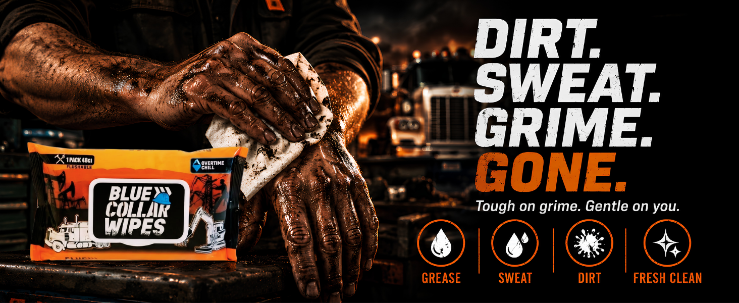 dirt, sweat,grime,gone.