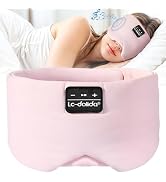 LC-dolida Sleep Mask with Bluetooth Headphones, Ice Silk Sleep Mask with Bluetooth 5.4, Total Bla...