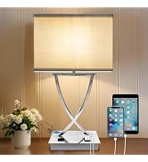 OYedis 21.38" Table Lamp for Bedroom Living Room 3-Way Dimmable Touch Control Medium Chrome Bedsi...