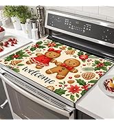 HOMETITUTE Stove Top Covers for Electric Glass Stove 28x20 Inches Christmas Gingerbread Couple De...